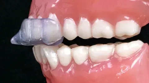 Anterior-only discluding element seated between the arches at the front